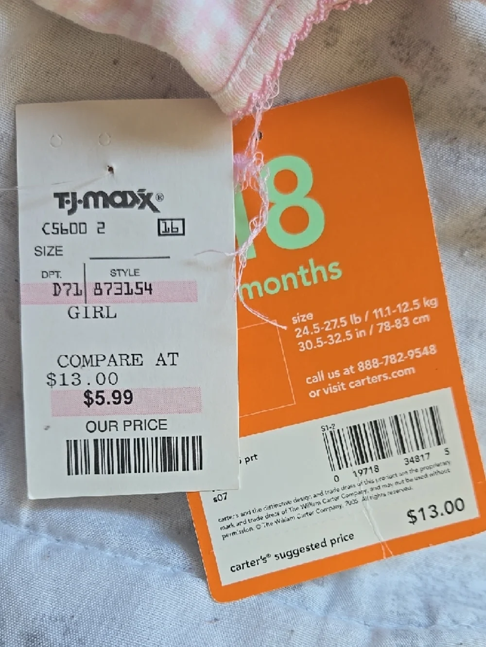 Carter's Pink Gingham Cherry Embroidered Sleeveless Romper - Picture 3 of 5